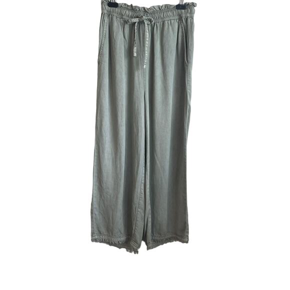 C&C California Coastal Wide Leg Pants S Green Drawstring Waist Soft Boho Beachy - Picture 1 of 12